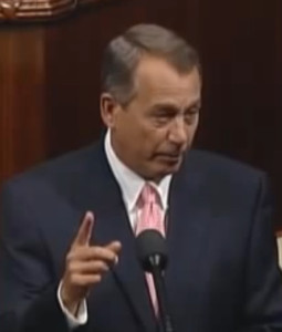 House Speaker John Boehner addresses the House of Representatives Sept. 30, 2013